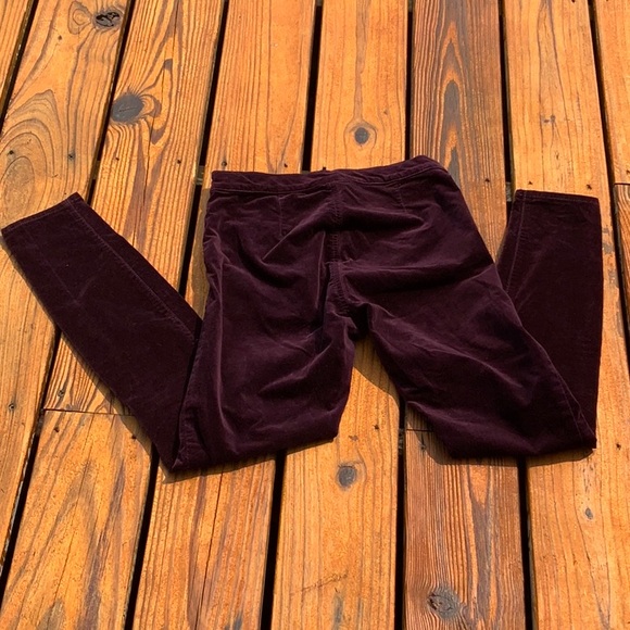 Gap 1969 Women’s Side Zip Burgundy Velvet Leggings Size 27 R No Pockets - Picture 9 of 11